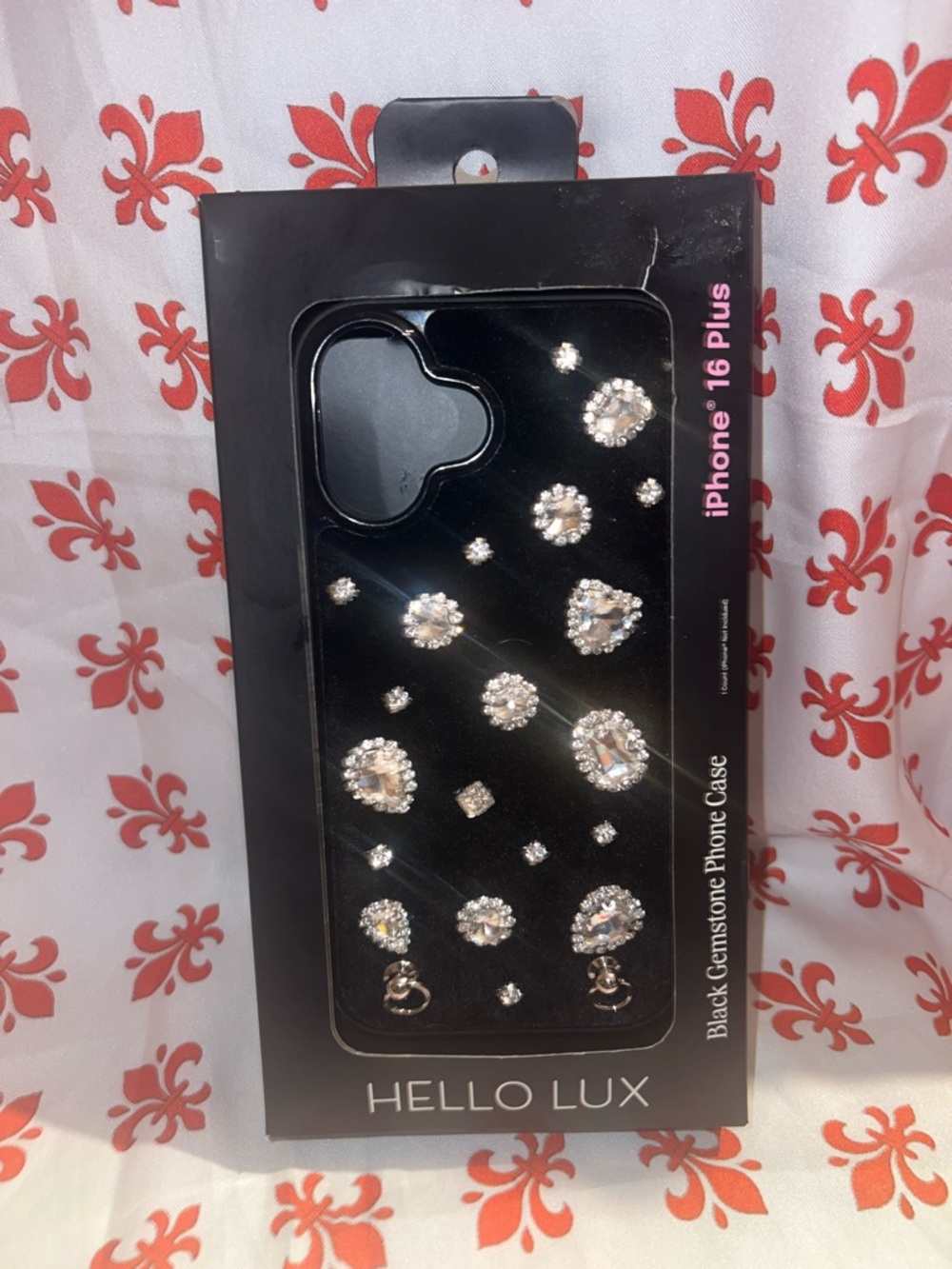Black Crystal-Embellished Phone Case - Decorative Bling Design